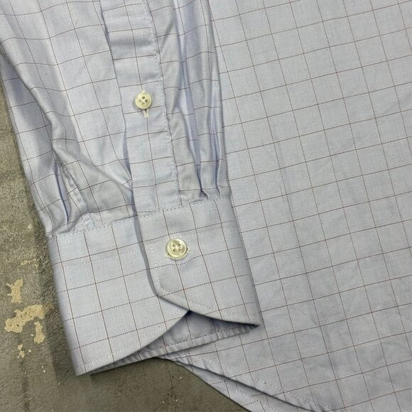 Canali Impeccabile Dress Shirt Italy Check Blue Long Sleeve Cotton 15 3/4 Medium - Picture 4 of 9